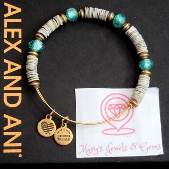 Alex And Ani Tide Horizon Beaded Bangle Bracelet - Picture 1 of 3